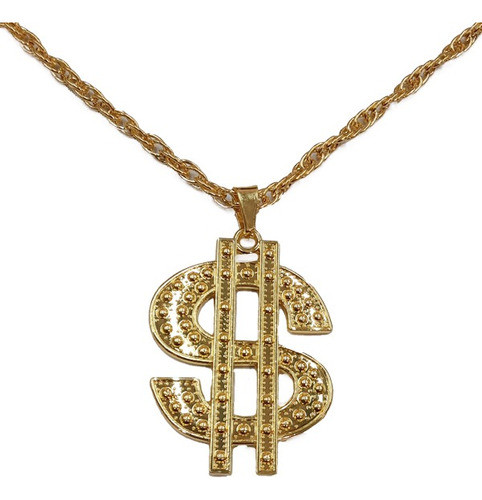 Collar Signo Dolar Dinero Dorado Cotillón Accesorio Disfraz 0