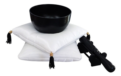 Gong Budista Negro Grande Sobre Almohadilla Doble Completo 0