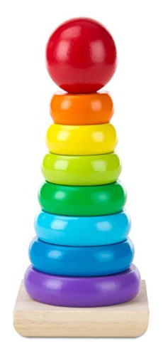 Juguete Educativo De Anillo De Madera Apilador Arcoíris De M 0
