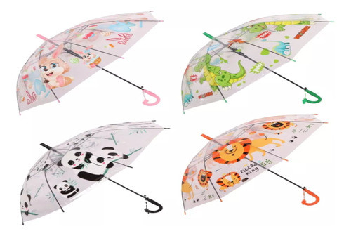 Paraguas Infantil 84cm Decorado Transparente Automático 1