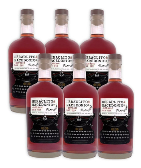 Gin Heraclito & Macedonio London Dry Destilado Caja X6u 750m 0