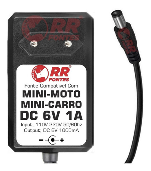 Fonte Carregador 6v 1a Para Babycars Mini Carros Mini Moto 0 Fonte Carregador 6v 1a Para Babycars Mini Carros Mini Moto 0