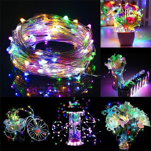 Luces  Luz  Alambre 100 Microled Multicolor 10 Metros  Pilas 0