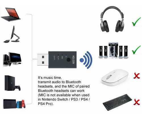 Adaptador De Audio Usb Con Bluetooth 5.0, Gris 1