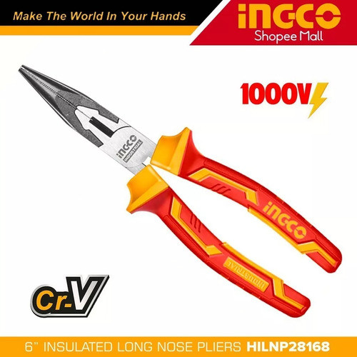 Pinza Universal Ind Punta Larga 1000v 160mm Ingco Hilnp28168 1