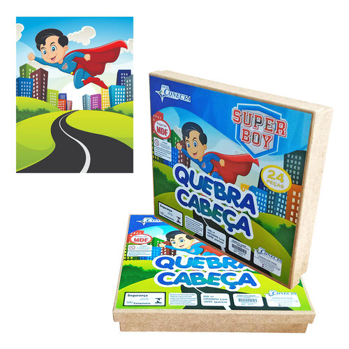 Quebra Cabeça De Madeira Mdf Super Boy 24 Pecas No Estojo 0