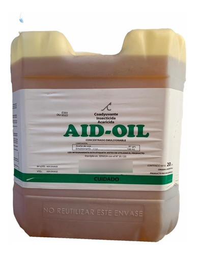 Aceite Vegetal 20l Coady Tensioactivo Acaro Arañuela Aid Oil 0