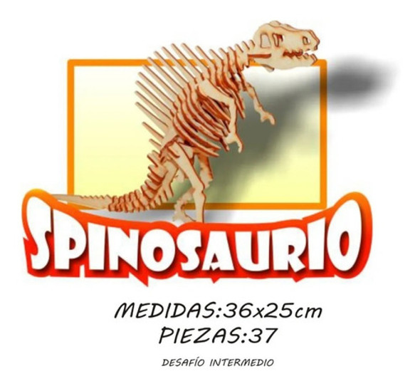 Esqueleto Dinosaurio Spinosaurio 36 Cm De Madera Armar 3d 1