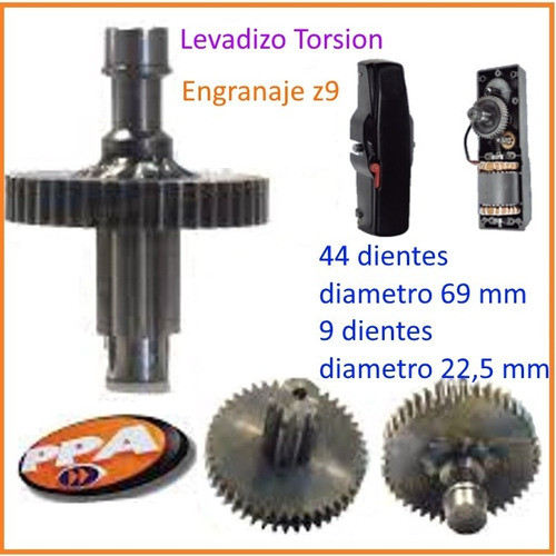 Engranaje Motor Portón Levadizo Ppa Z9 Torsión  Repuesto 1