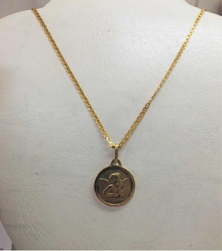 Cadena Oro Bajo 45cms + Medalla Oro Bajo Ángel 14mm 1