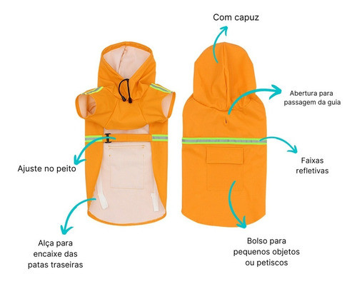 Capa De Chuva Para Cachorro Amarela Tamanho Large 1