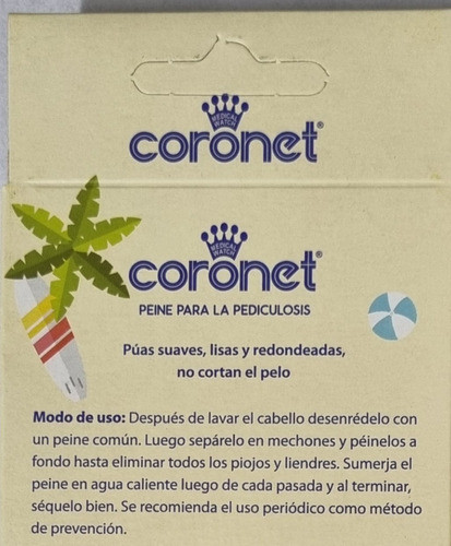 Peine Fino De Acero Redondeado Coronet Pediculosis Pack X10 1