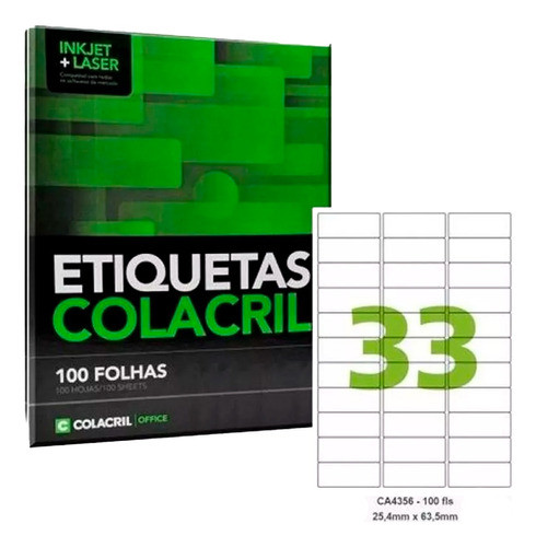 Etiqueta Nº33 100 Folhas Colacril 1