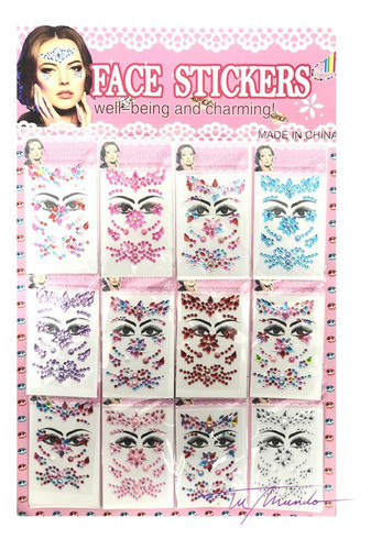 Brillos Adhesivos Rostro O Cuerpo Pack X12 6,5 X 9,5 Cm 0