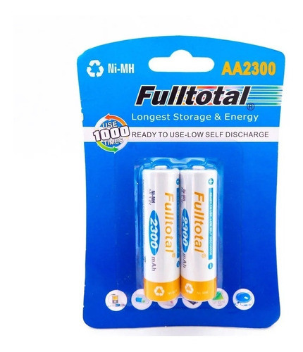 Pila Recargable Fulltotal 2a Blister X 2 2300 Mah 1000 Carg 0