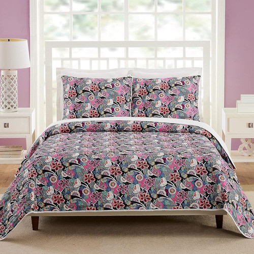 Vera Bradley Lanai Juego De Edredón Floral De 3 Piezas, Comp 0
