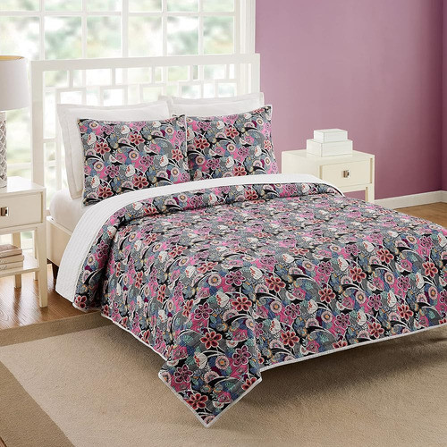 Vera Bradley Lanai Juego De Edredón Floral De 3 Piezas, Comp 1