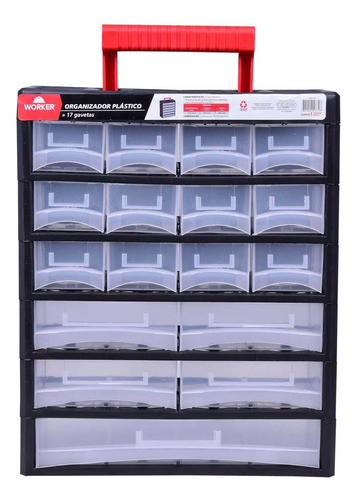 Organizador Para Ferramentas Plástico 17 Gavetas Worker 1