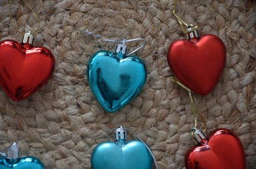 Lote X12 Corazones Adornos Colgante Navidad Árbol Rojo 1