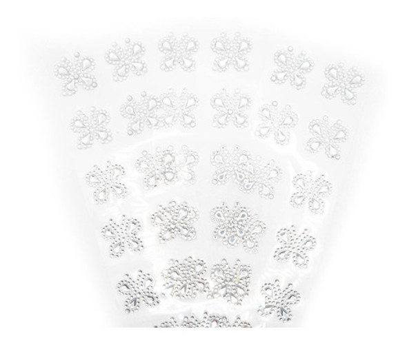 1un Cartela Adesivo Strass 25mm Acrílico Borboleta Cristal 0