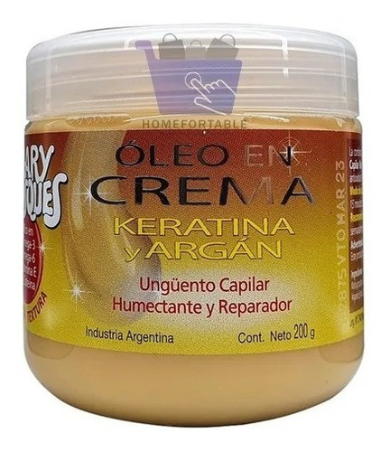 Óleo En Crema Keratina Y Argán X 200 Gr Marybosques X2 0