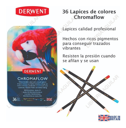 Lata 36 Lapices Color Profesional Chromaflow Derwent Cuota 1
