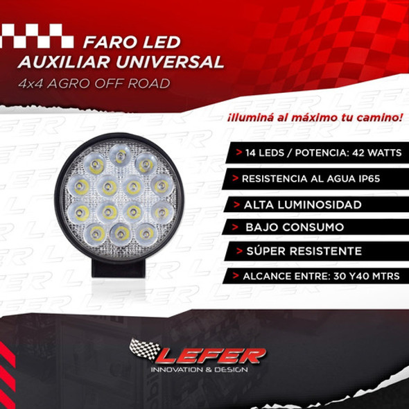 Faro Auxiliar Led Reflector 4x4 Off Road 42w Redondo 1
