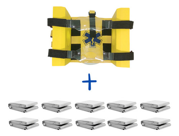 Colar Cervical Imobilizador Pescoço + 20 Mantas Termicas 1 Colar Cervical Imobilizador Pescoço + 20 Mantas Termicas 1