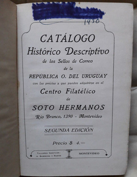 Catalogo Histórico Sellos Postales Correo Uruguay Soto 1922 1