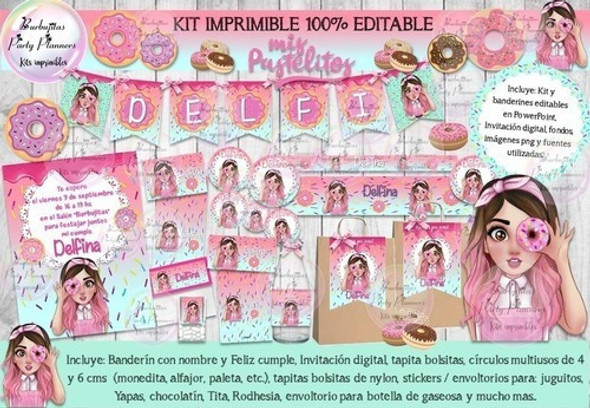 Kit Imprimible Candy Bar Mis Pastelitos 100% Editable 0