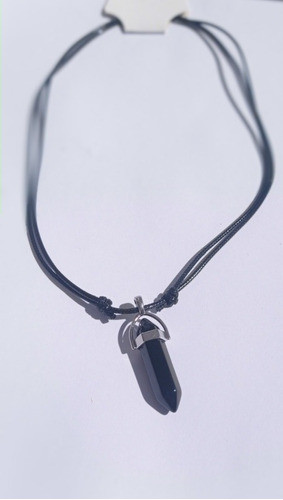 Collar Piedra Energética De Obsidiana Negra, Punta Bitermina 0