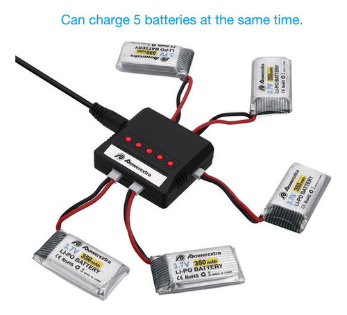 5 X 3.7v 350mah Lipo Batería + Cargador Para El Santo De Pie 1