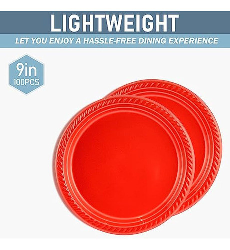 17supply Platos De Plástico Desechables Rojos, 1