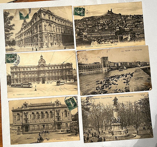 Antiguas 9 Postales -edificios Públicos Marsella- 1913-circu 0