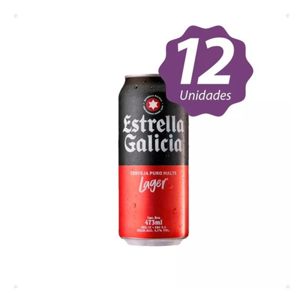 Cerveza Estrella Galicia Lager Lata 473ml X12 Unidades 1