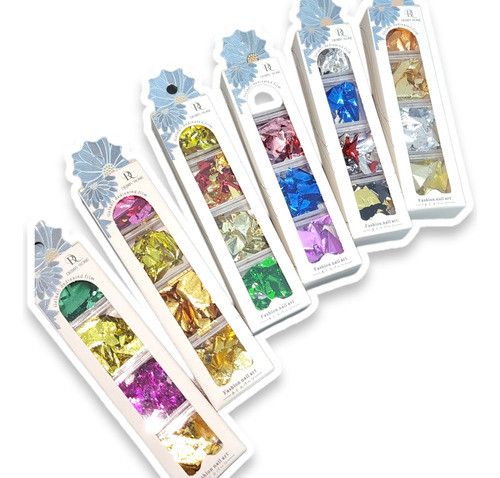 Deco Nail Art Flakes Metalizados 10 Potes 0
