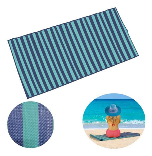 Esteira De Praia Em Rolo Listras Azul 1,80 M 0