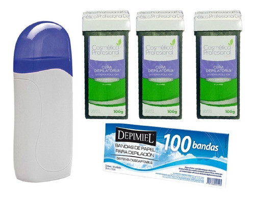 Derretidor De Cera Roll On + Cartuchos + Bandas Depilacion 0