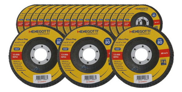 Kit 50x Discos Flap Grão 80 115x22,23mm P/ Aços E Metais 0