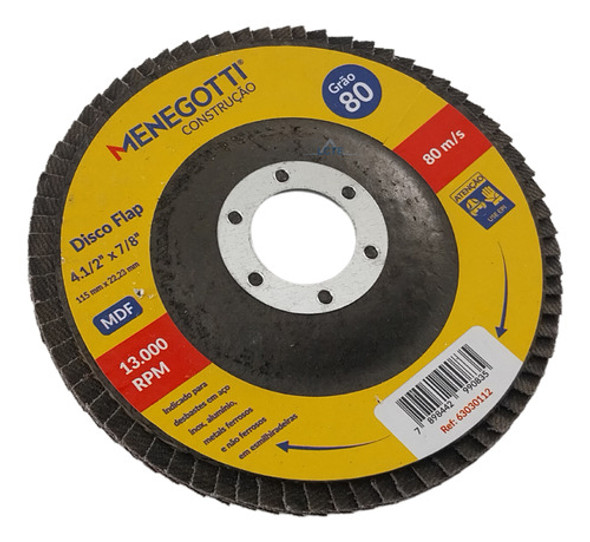 Kit 50x Discos Flap Grão 80 115x22,23mm P/ Aços E Metais 1
