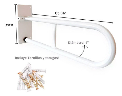 Barral Rebatible 65cm Blanco Portarollo Economica Discapacit 1