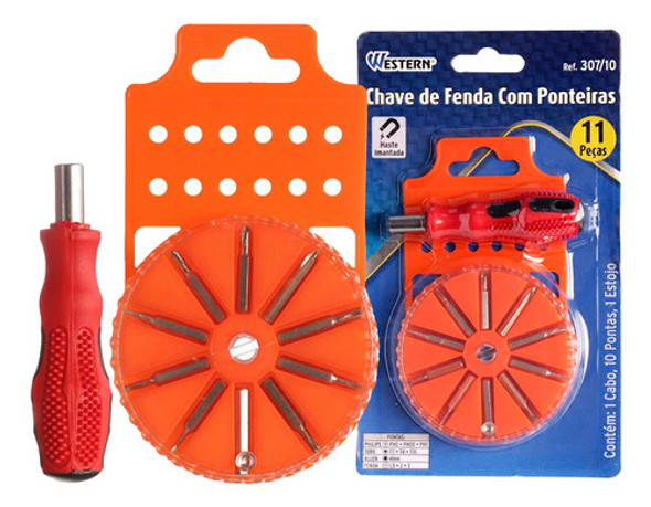 Kit Jogo De Bits Ponteiras Com Chave 11 Peças 0