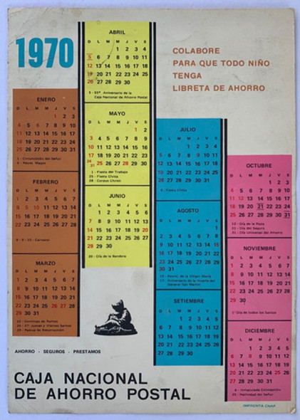 Almanaque Caja Nacional De Ahorro Postal 1970 0 Almanaque Caja Nacional De Ahorro Postal 1970 0