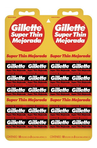 Blister Gillette Roja Hoja De Afeitar Barberia Barbero X100 1