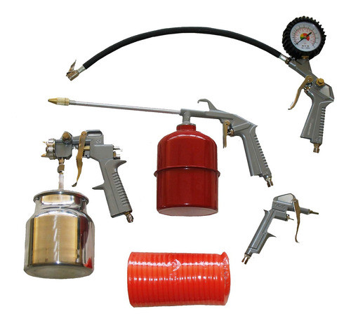 Kit 5 Piezas Compresor Manguera + Set Pistolas Pintar Aire 0