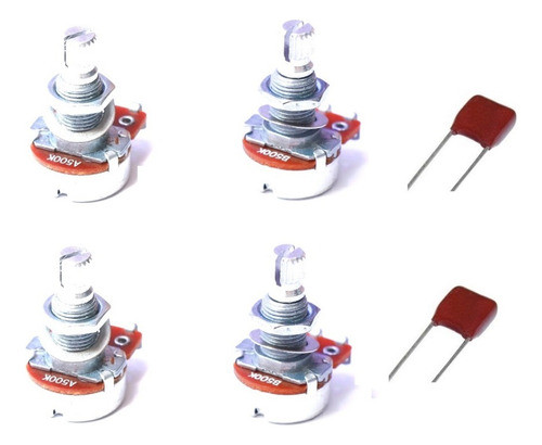 Kit Potenciômetros Les Paul 2 Vol + 2tone + 2 Capacitores 0