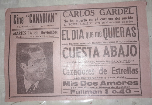 Antiguo Folletos De Cine Y Teatro Carlos Gardel Año 1944 1
