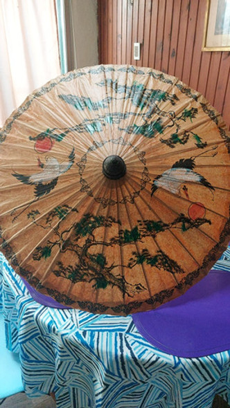 Sombrilla Japonesa De Bambu Y Papel Pintada A Mano 0