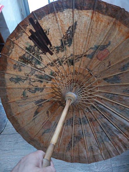 Sombrilla Japonesa De Bambu Y Papel Pintada A Mano 1