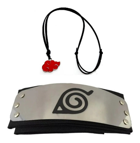 Kit Naruto Bandana Aldeia Da Folha Colar Ajustável Akatsuki 0